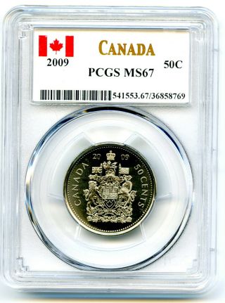 2009 Canada 50 Cent Half Dollar Pcgs Ms67.  Rare.  Canadian Label