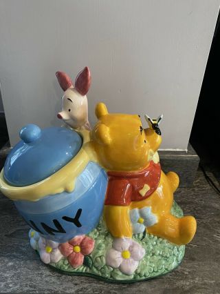 Disney Store Rare Winnie The Pooh And Piglet Honey Hunny Flowers Bee Cookie Jar