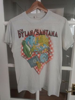 Bob Dylan Santana 1984 Tour T - Shirt (m) Incredibly Rare