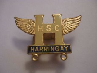 Rare Old Harringay Ice Hockey Club Enamel Buttonhole Badge By Caxton Kew Surrey