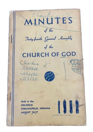 44th Minutes General Assembly Of The Church Of God 1952 Rare Paperback