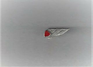 Rare Ww2 Sterling Us Army Air Corps 1/2 Wing Sweetheart Pin W/ Red Enamel Heart
