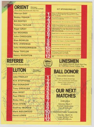 Luton Town 1980 - 1981 Away Programme Rare Hand Signed 20 X Signatures
