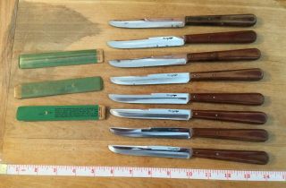 8 Very Rare Vintage Robeson Shur - Edge Steak Knives Steak Knives Cursive Script
