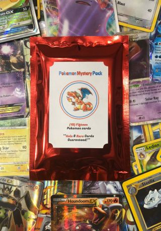 Fire Red Pokemon Card Fat Mystery Pack With Ultra Rare Or Foil Rares (b)