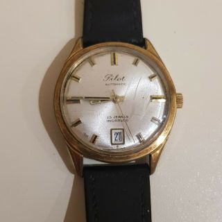 Rare Swiss Made Automatic Pilot Wrist Watch Vintage 21 Jewels Incabloc 32mm Case