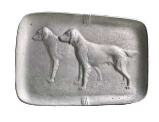 Very Rare Flat Coated Retrievers Pewter Tray 1928 Dog Breed Collectors Art Deco