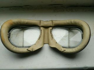 Rare Vintage Leather Motorcycle Goggles with Spilt Glass Lenses. 2