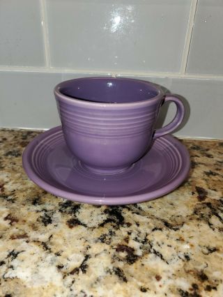 Rare Fiesta Lilac Purple Tea Cup And Saucer Fiestaware
