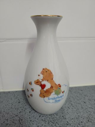 Vintage 1984 Care Bears Fine Porcelain Vase Rare Tenderheart