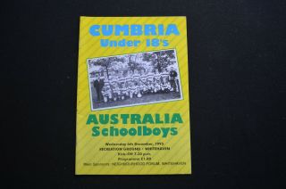 Australian Schoolboys Vs Cumbria Rare 1995 Official Rugby League Programme