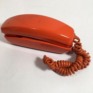 Vintage Orange Itt Rotary Dial Desk Phone Bright Retro Landline Office Home Rare