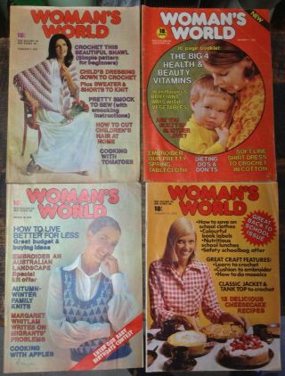 Brt 4 X Rare Vintage Magazines Womans World Magazines N.  Z.  Fashion Craft 1973
