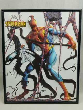 Rare 2002 Marvel Spiderman 3 - D Framed Poster Suncoast Sam Goody Exclusive 16x20