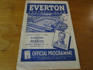 Everton V Burnley 1947/8 November 15th Rare Post