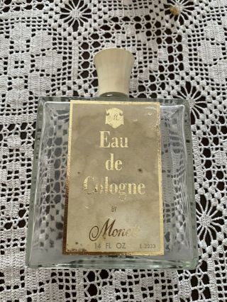 Vintage Perfume Bottle - Eau De Cologne Monatt 14 Fl Oz Square Bottle Rare