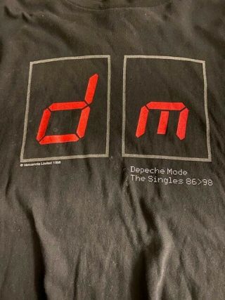 Rare Vtg Depeche Mode Dm T - Shirt 1998 The Singles Tour 86 98 Logotel Size L