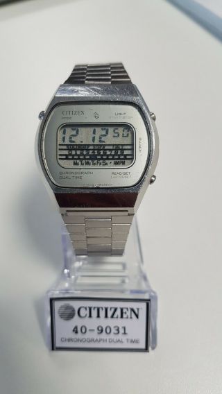 Rare Vintage Citizen Dual Time Chronograph 40 - 9031 digital quartz watch 2