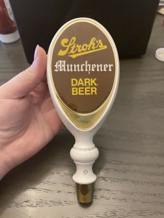 Old Rare Stroh’s Munchener Dark Beer Tap Handle