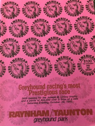 1985 American Greyhound Derby Program With Dutch Bahama.  Rare