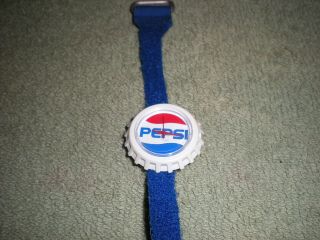 Extremely Rare (promo?) Pepsi Cola Bottle Cap Shaped Wrist Watch (exc Cond)