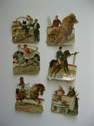 Rare Victorian Trade Card Die Cut Embossed Small Circus Horse Clown Dogs 6b