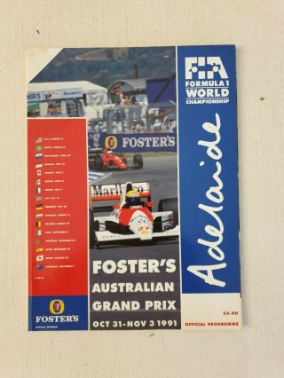 Rare Australian F1 Gp 1991 Official Programme Senna