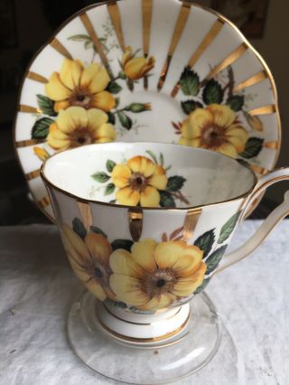 Vintage Teacup And Saucer Queen Anne Bone China (rare) 1950s
