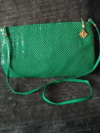 Vintage Rare Green Whiting And Davis Mesh Purse Signed