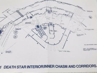 1977 Rare Star Wars Return Of Jedi Death Star Interior Chasm Blueprint To Scale