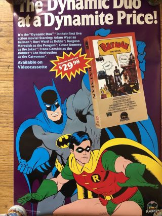 Batman Dynamic Duo 80’s Vhs Promo Poster Batman Movie (1966) Batman & Robin Rare