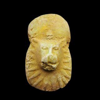 Rare Antique Terracotta Amulet Figurine Lion God Maahes Of Ancient Egyptian
