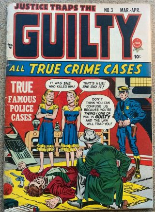 Justice Traps The Guilty 3 Prize 1948 Simon/kirby Crime Classic Rare To