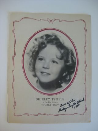 Shirley Temple - Rare Autographed 1935 Sheet Music - Hand Signed By Temple Black