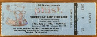 Phish Shoreline 7/31/97 Pollock Tapers Ticket Stub Rare Not Pass Poster Garcia