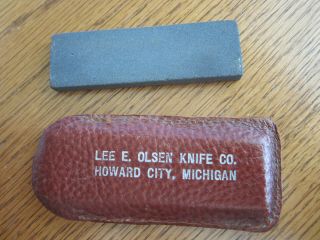 Rare Olsen Knife Co,  Hc,  Mich Advertising Pocket Sharpening Stone By Carborundum