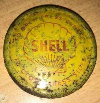 Rare Vintage Shell Oil Can Cap Lid For Oil Can Tin