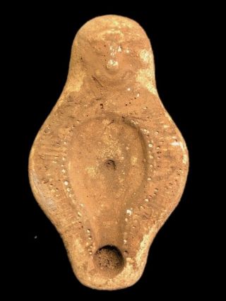 Rare Ancient Roman Terracotta Oil Lamp With Zoomorphic Bust 1st Century (1)
