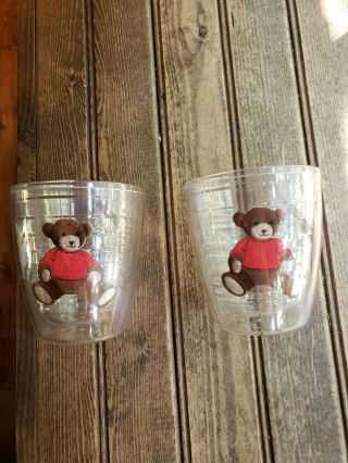 Set Of 2 Vintage Tervis Tumblers W/bear Patch - Signature Series Rare 4.  5 " Tall