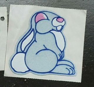 Rare Vintage 1 Fuzzy Blue Bunny Sticker Personal Expressions Pink Eyes