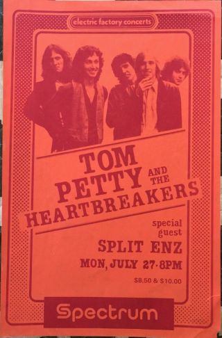Tom Petty And The Heartbreakers W/split Enz - The Spectrum Vintage Poster Rare