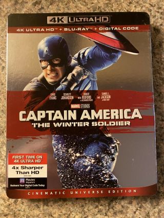 Captain America: The Winter Soldier 4k.  (blu - Ray,  2019) Rare Oop Slip And Code