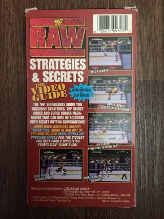 WWF RAW STRATEGIES AND SECRETS THE VIDEO GUIDE VHS SNES SEGA GENESIS WWE RARE 2