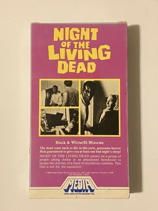Night Of The Living Dead 1969 RARE Horror VHS Media White Stripe All Flaps OOP 2