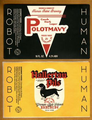 Set Of 6 Rare Micro Beer Labels Human Robot Philadelphia Pa