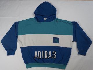 Rare Vintage Adidas A Logo Spell Out Trefoil Color Block Hoodie Sweatshirt 90s