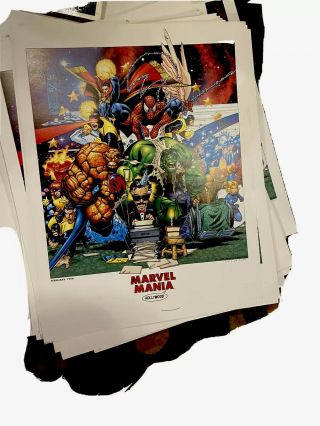 Rare 1998 Chris Bachalo Numbered Poster Marvel Mania Spiderman Hulk Thor X - Men