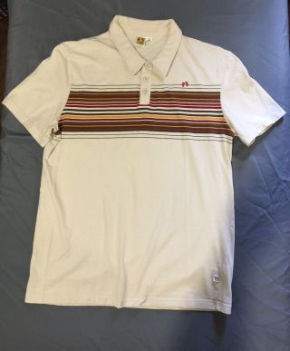 Vintage 1970’s Hang Ten Beige With Small Stripes Surfers Shirt M Great Cond Rare