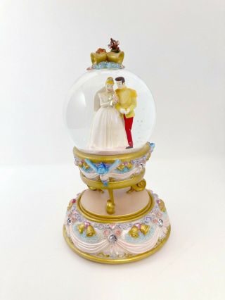 Disney Store Cinderella Wedding Snow Globe Music Jewels Retired Rare