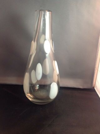 Vintage Murano Handmade Art Glass Vase White Spots/dots Rare